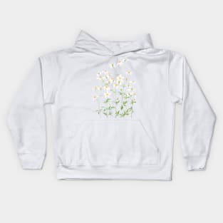 white black-jack flowers watercolor painting Kids Hoodie